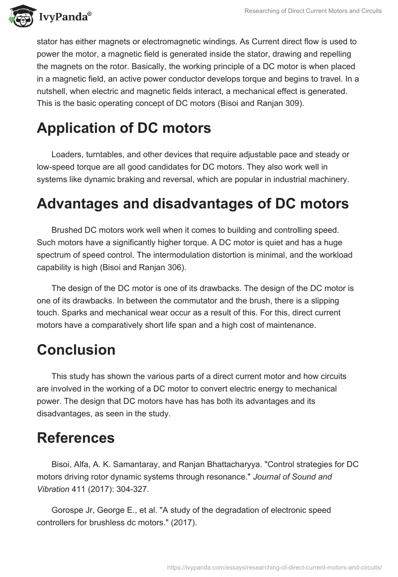Researching of Direct Current Motors and Circuits. Page 2