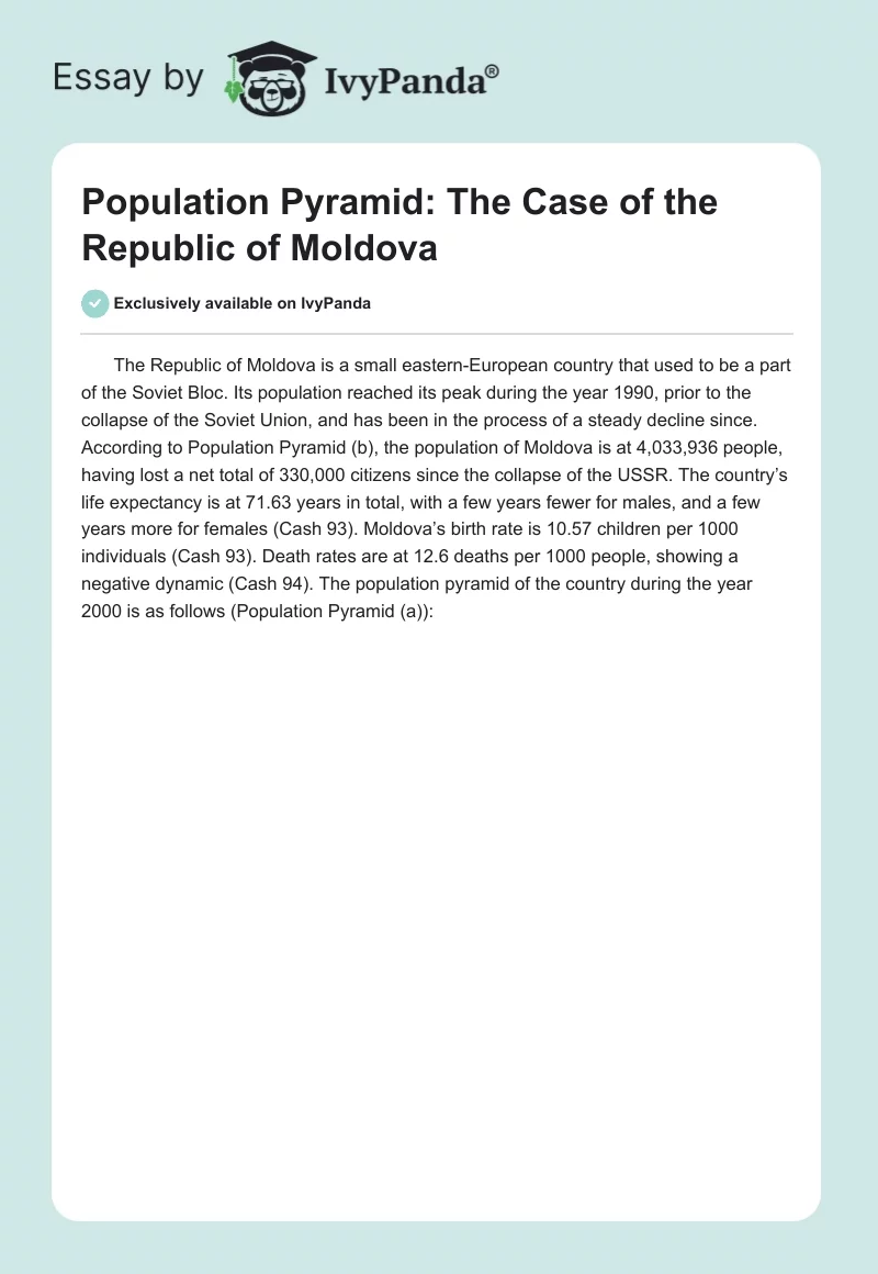 Population Pyramid: The Case of the Republic of Moldova. Page 1