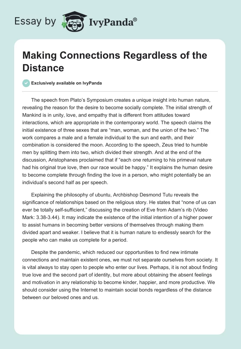 Making Connections Regardless of the Distance. Page 1