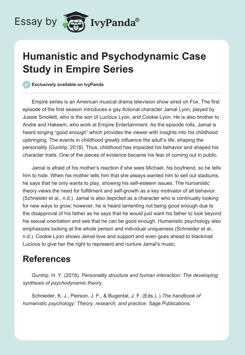 Humanistic and Psychodynamic Case Study in Empire Series. Page 1