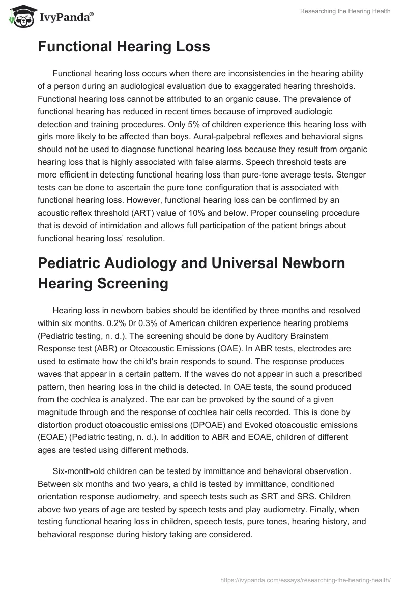 Researching the Hearing Health. Page 2