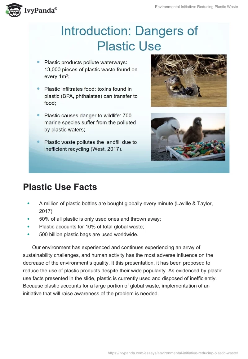 Environmental Initiative: Reducing Plastic Waste. Page 2