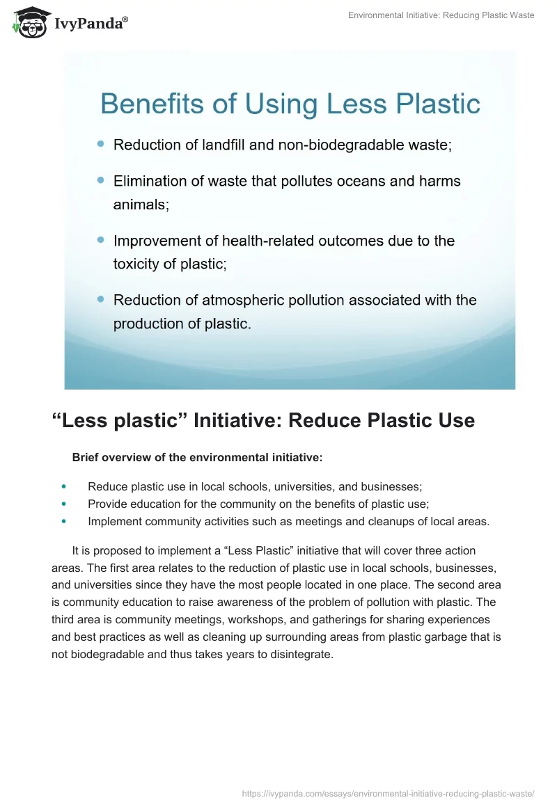 Environmental Initiative: Reducing Plastic Waste. Page 5