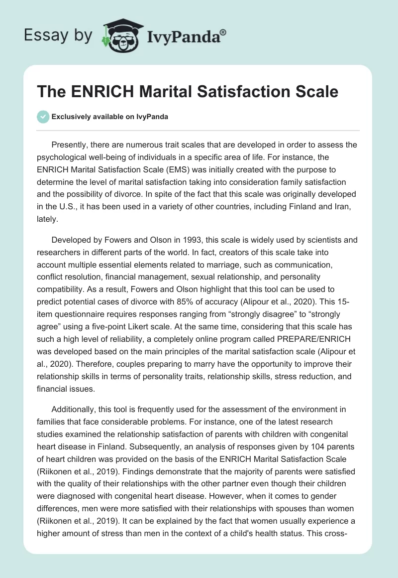 The ENRICH Marital Satisfaction Scale. Page 1