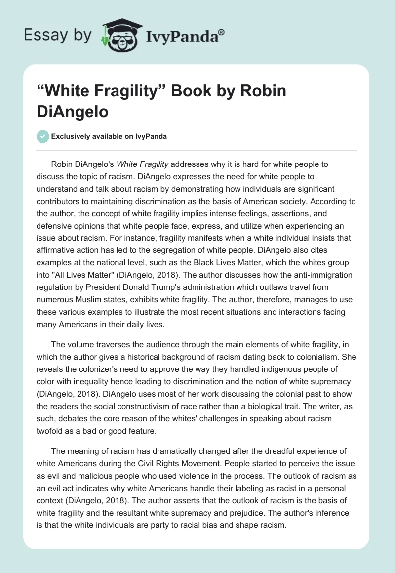 “White Fragility” Book by Robin DiAngelo. Page 1