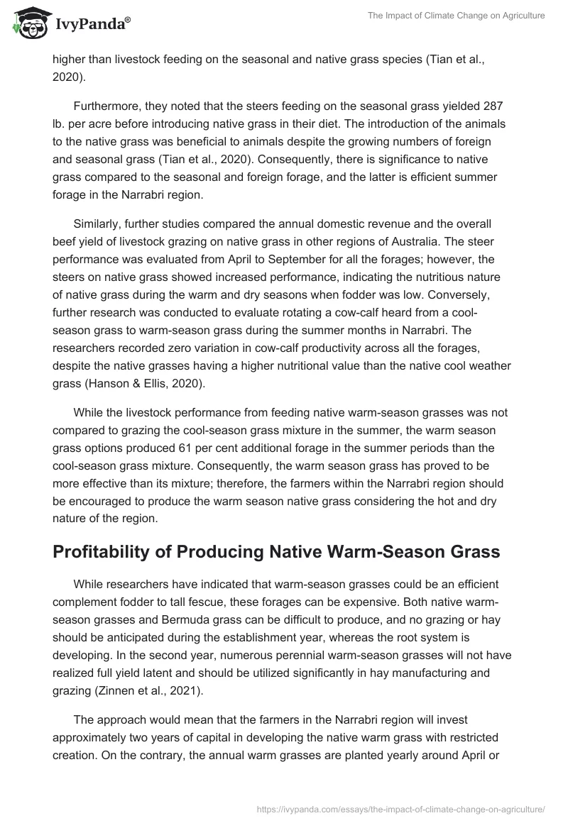 The Impact of Climate Change on Agriculture. Page 3