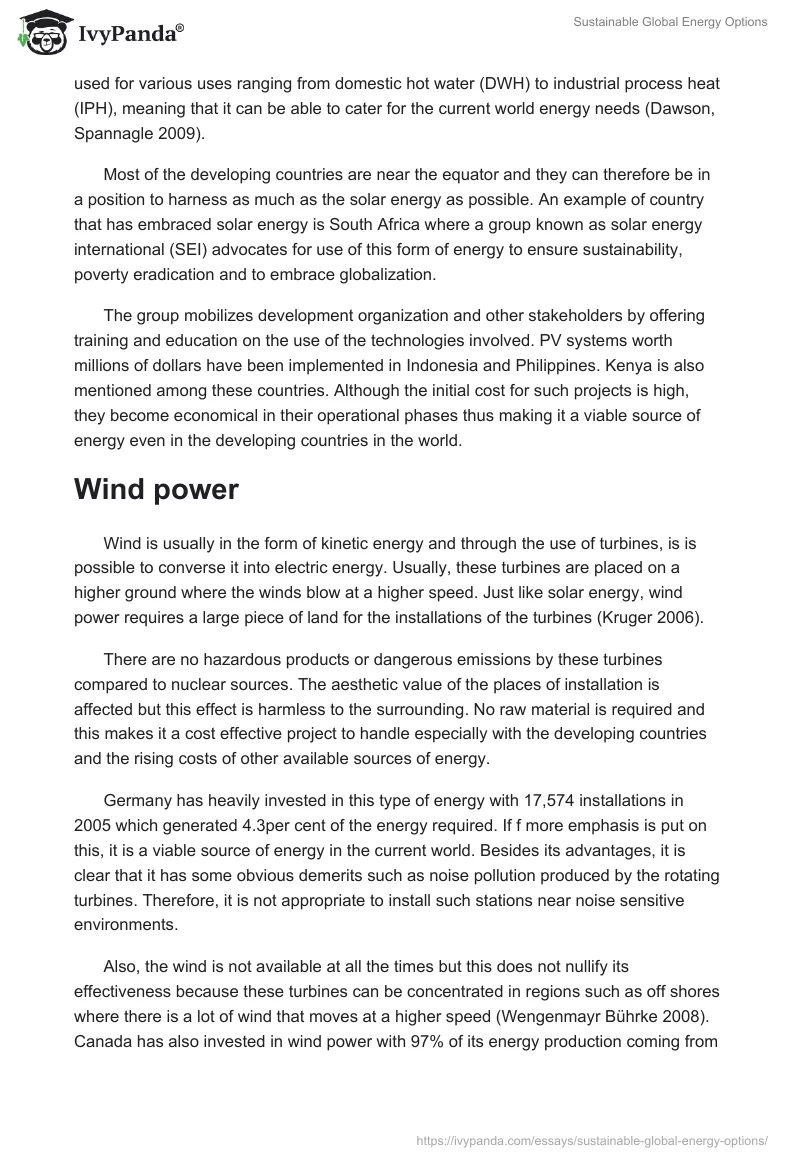 Sustainable Global Energy Options. Page 3