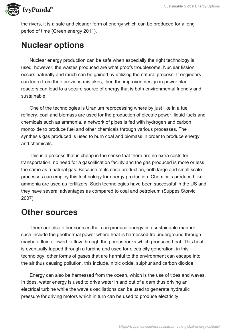 Sustainable Global Energy Options. Page 5