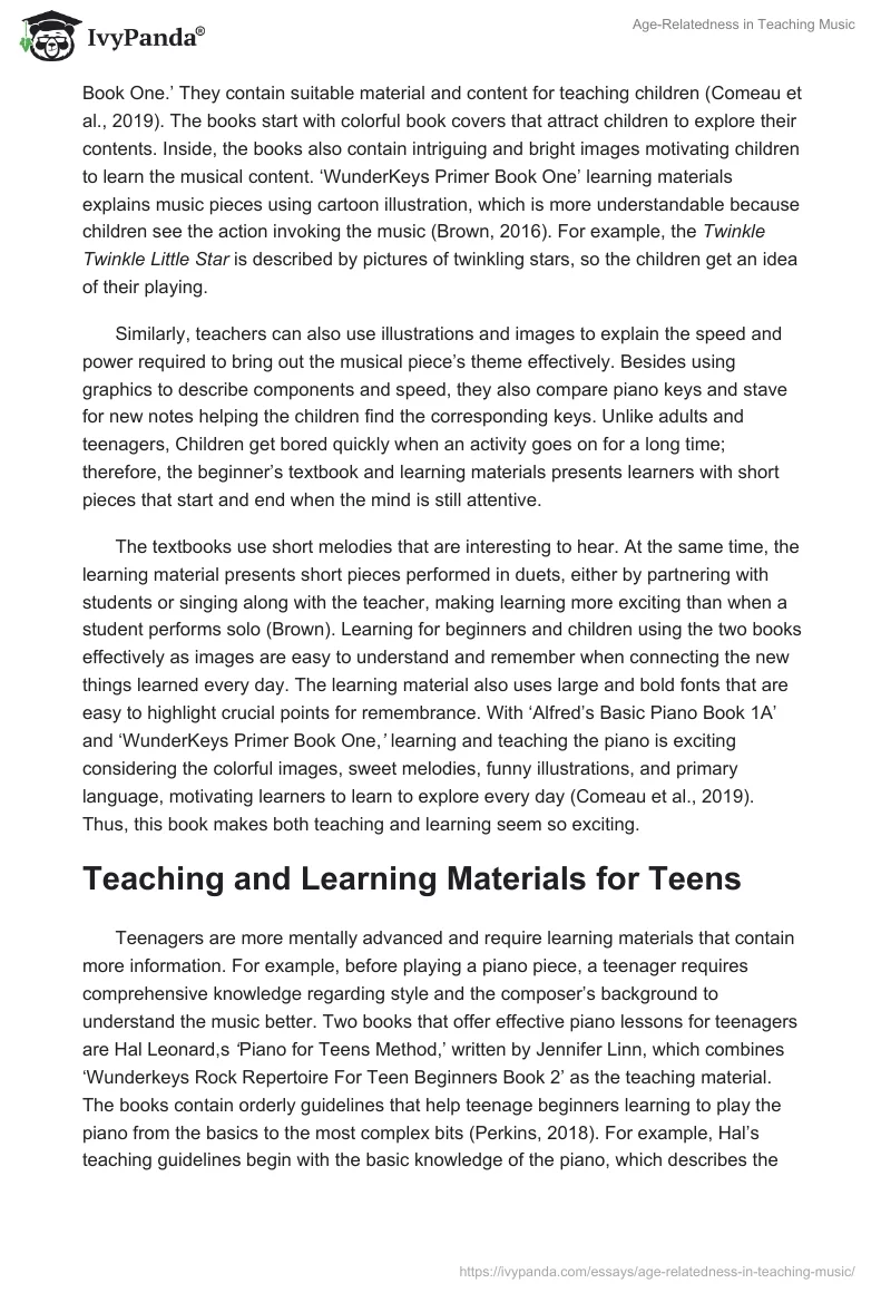 Age-Relatedness in Teaching Music. Page 2