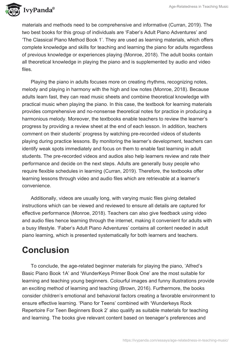 Age-Relatedness in Teaching Music. Page 4