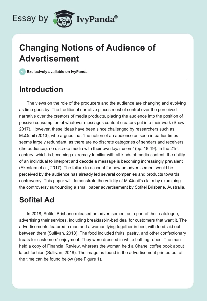 Changing Notions of Audience of Advertisement. Page 1