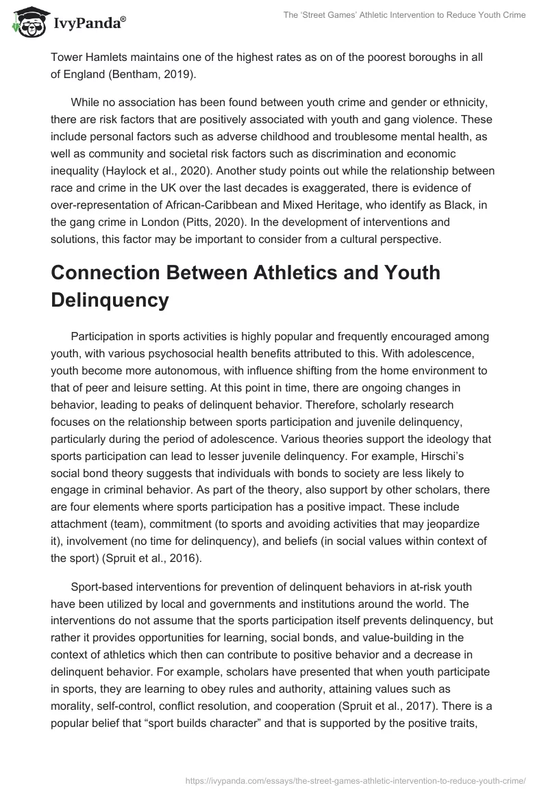 The ‘Street Games’ Athletic Intervention to Reduce Youth Crime. Page 2