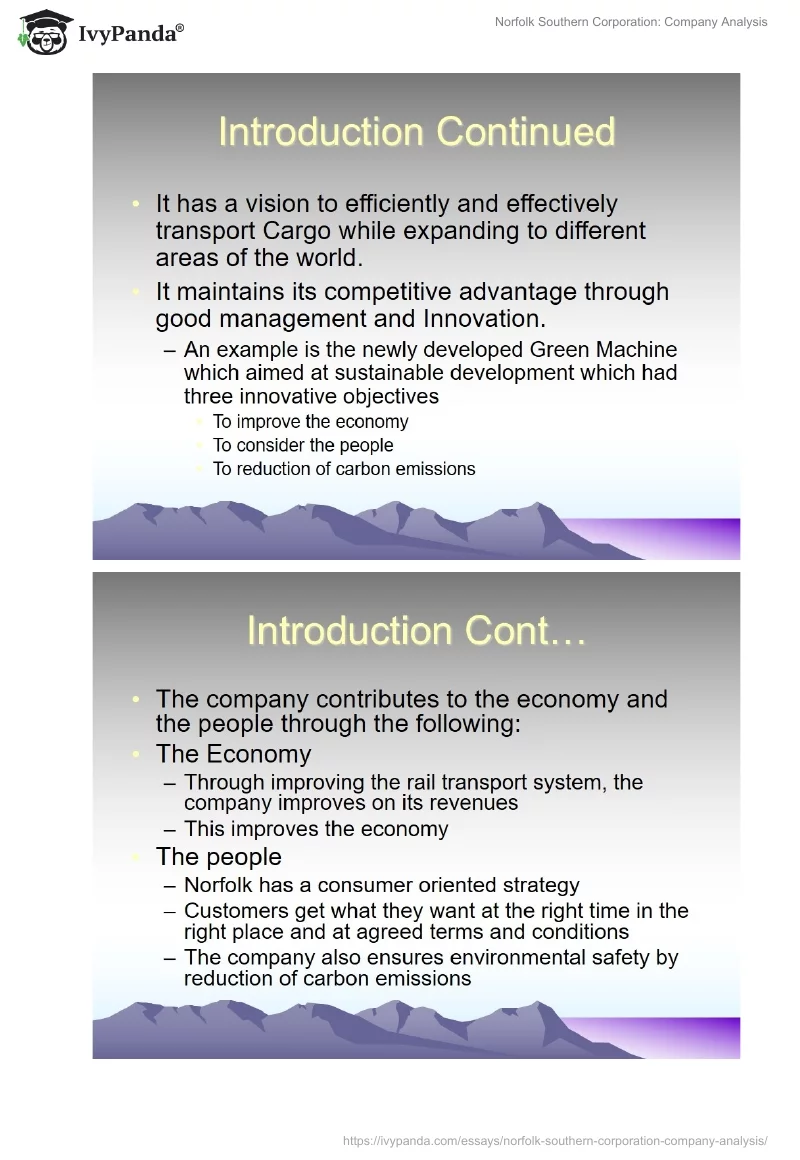 Norfolk Southern Corporation: Company Analysis. Page 4