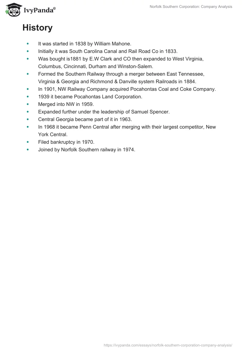 Norfolk Southern Corporation: Company Analysis. Page 5