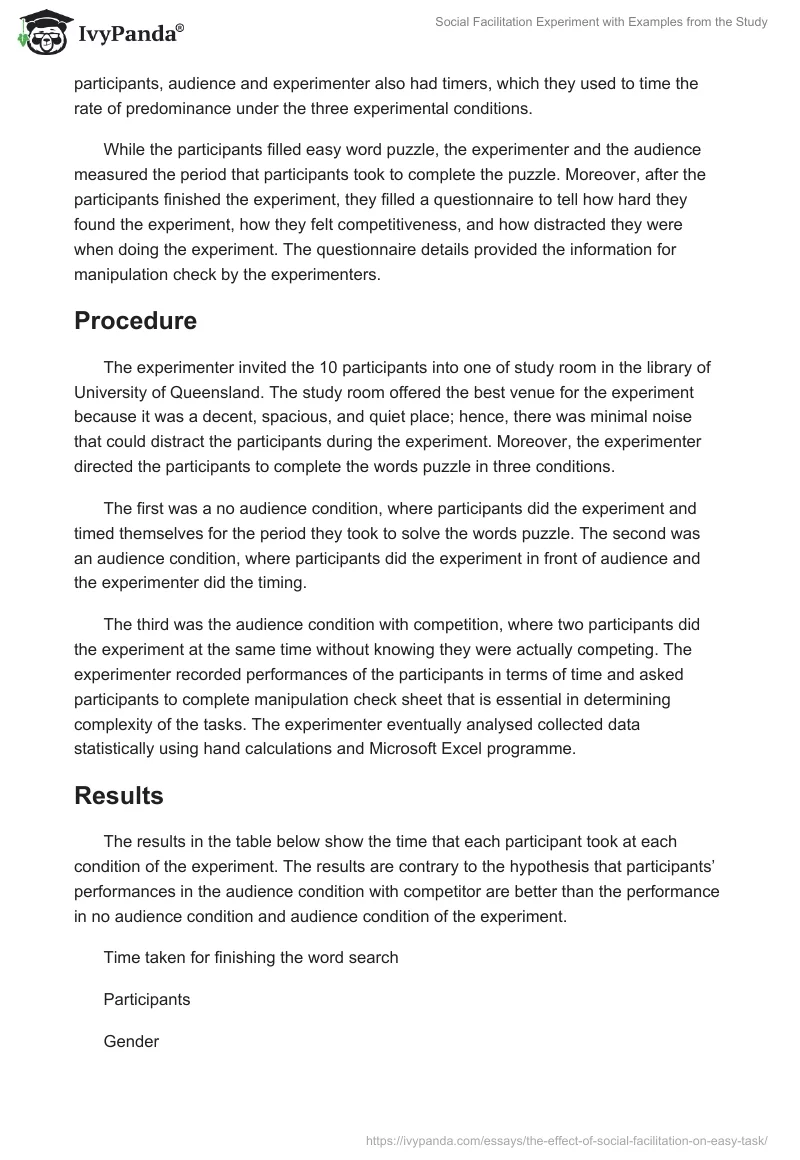 Social Facilitation Experiment with Examples from the Study. Page 4