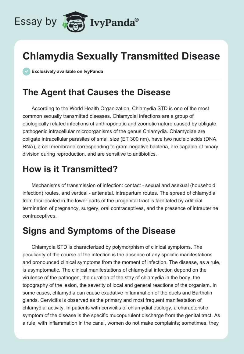 Chlamydia Sexually Transmitted Disease. Page 1