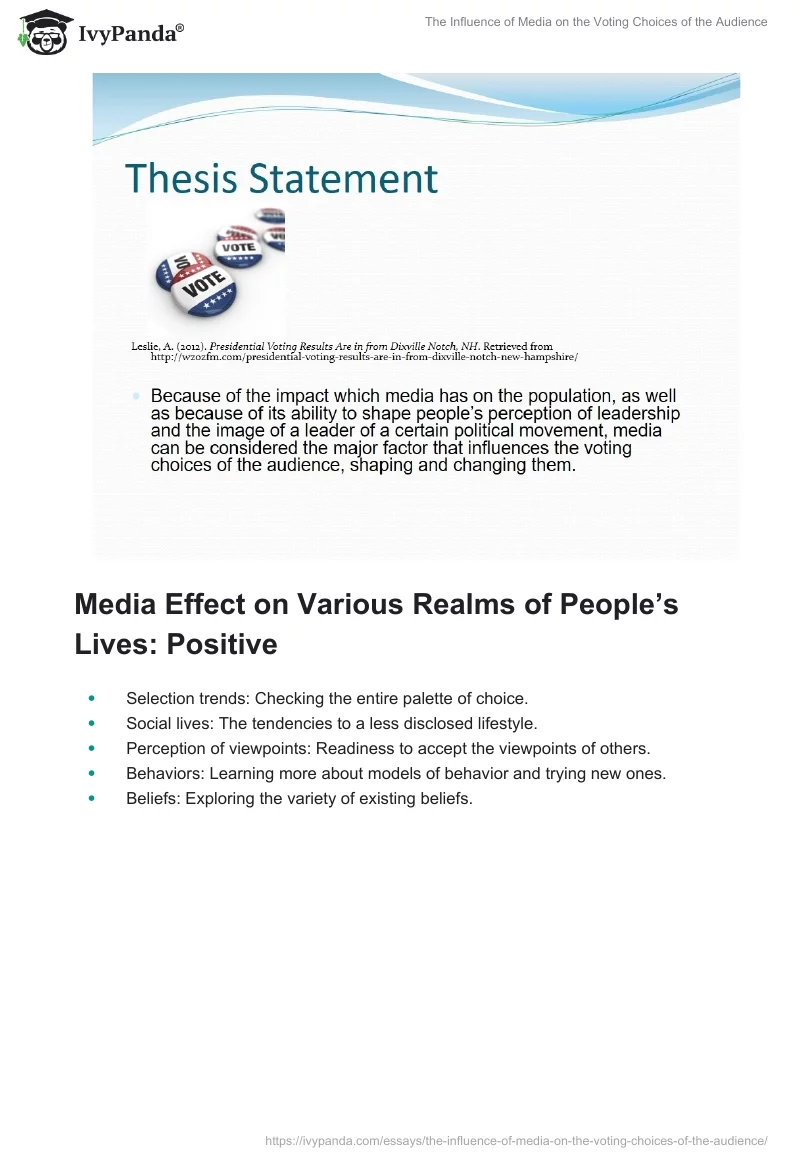 The Influence of Media on the Voting Choices of the Audience. Page 3