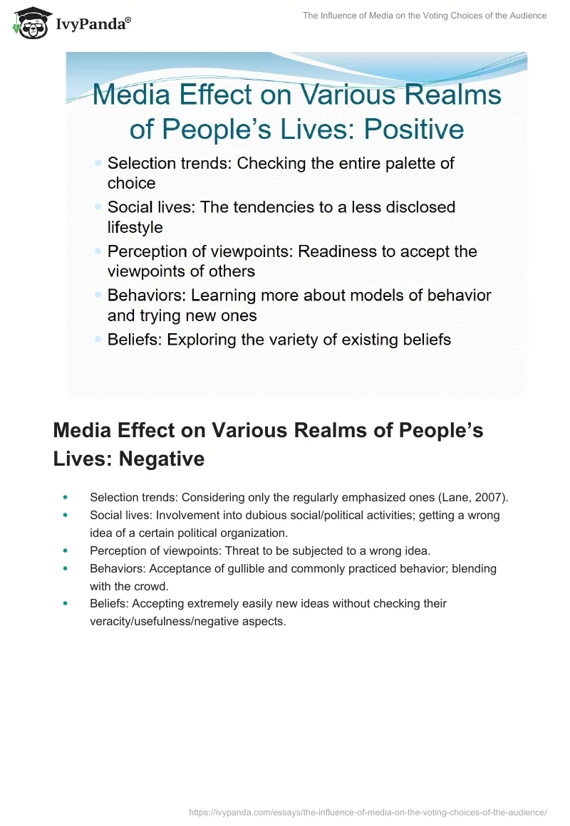 The Influence of Media on the Voting Choices of the Audience. Page 4