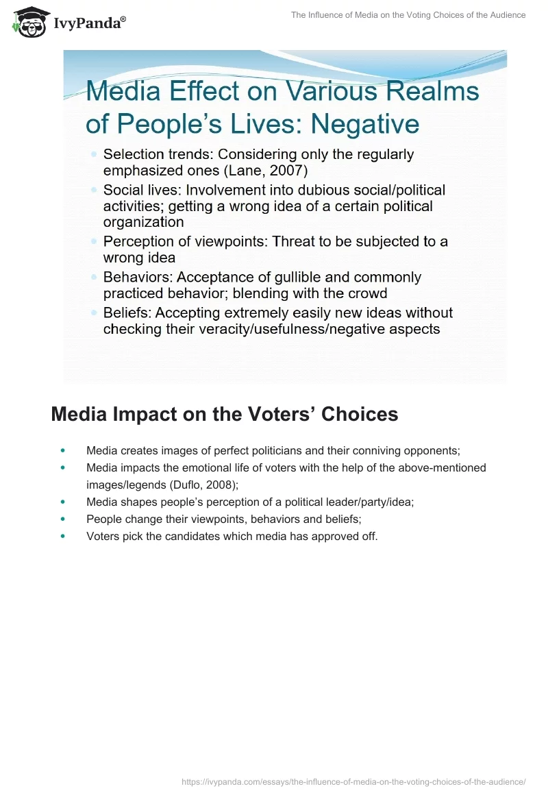 The Influence of Media on the Voting Choices of the Audience. Page 5