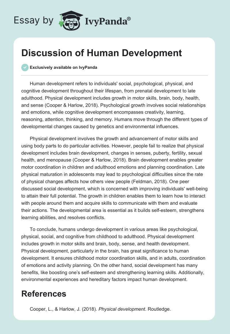 Discussion of Human Development. Page 1