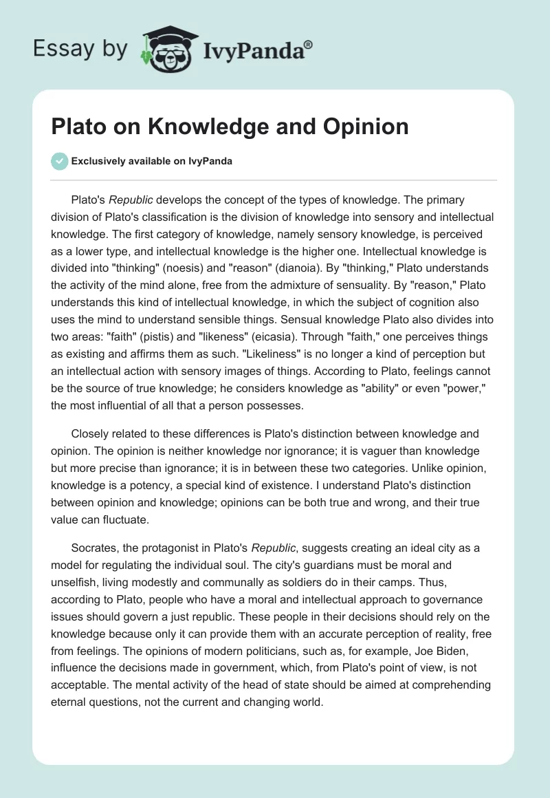 Plato on Knowledge and Opinion. Page 1