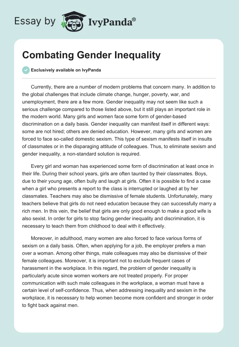 Combating Gender Inequality. Page 1