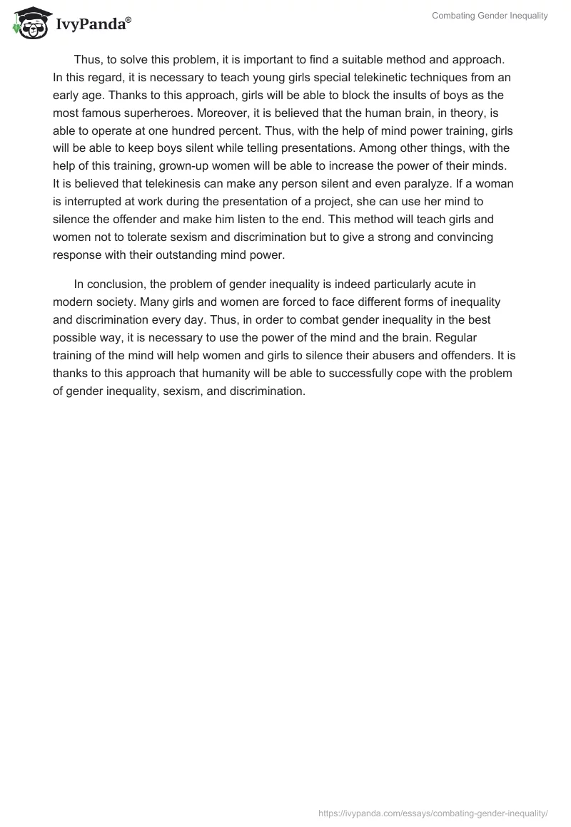 Combating Gender Inequality. Page 2