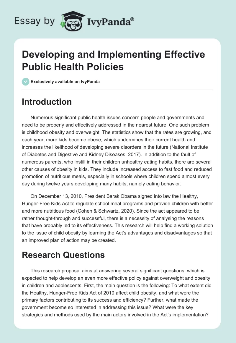 Developing and Implementing Effective Public Health Policies. Page 1