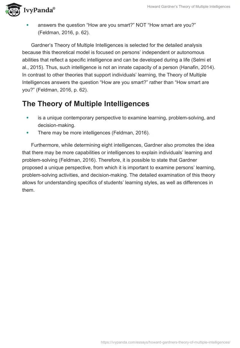 Howard Gardner’s Theory of Multiple Intelligences. Page 4