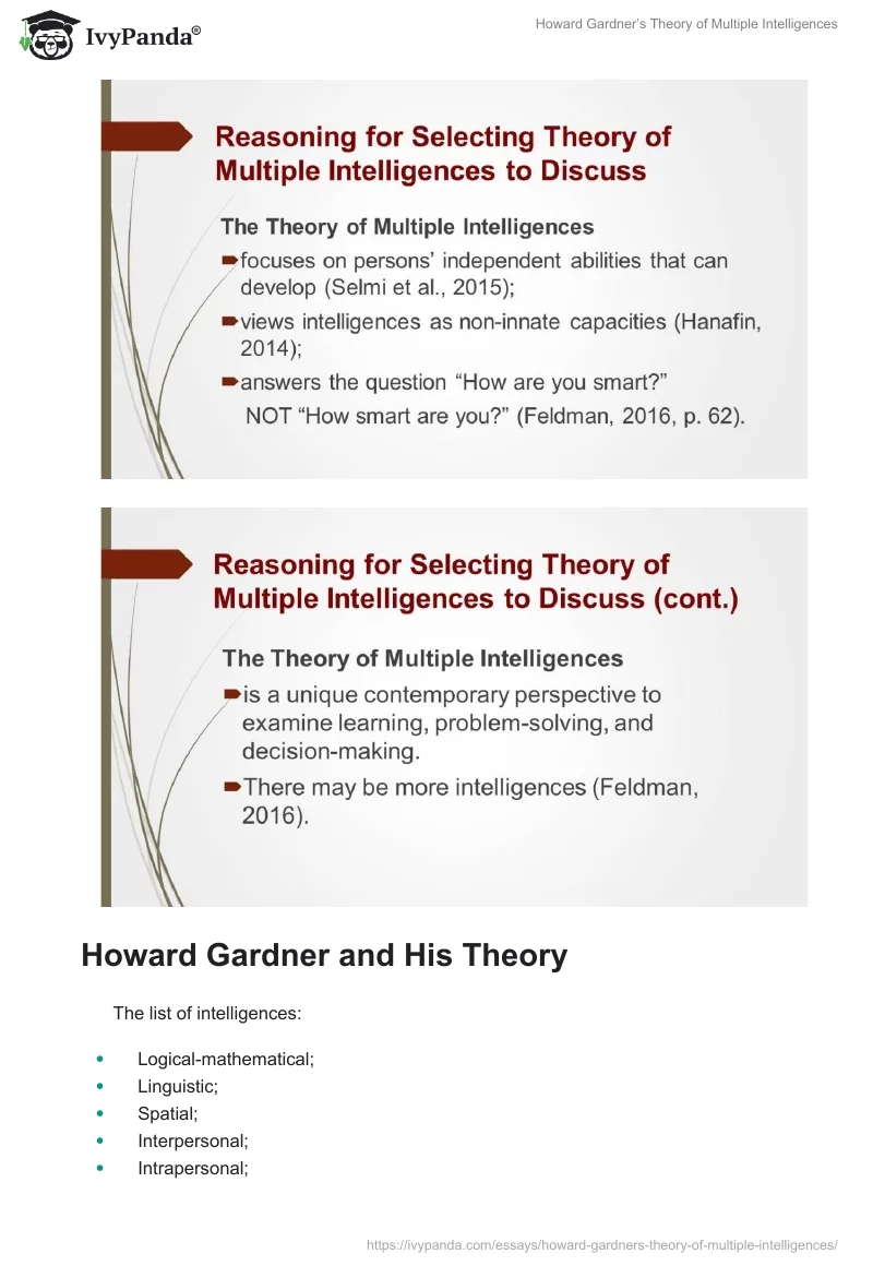 Howard Gardner’s Theory of Multiple Intelligences. Page 5