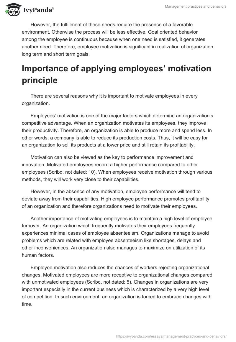 Management practices and behaviors. Page 3