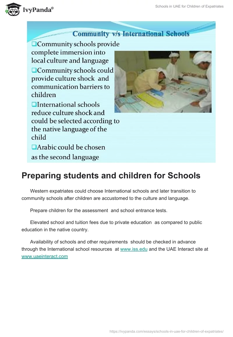 Schools in the UAE for Children of Expatriates. Page 3
