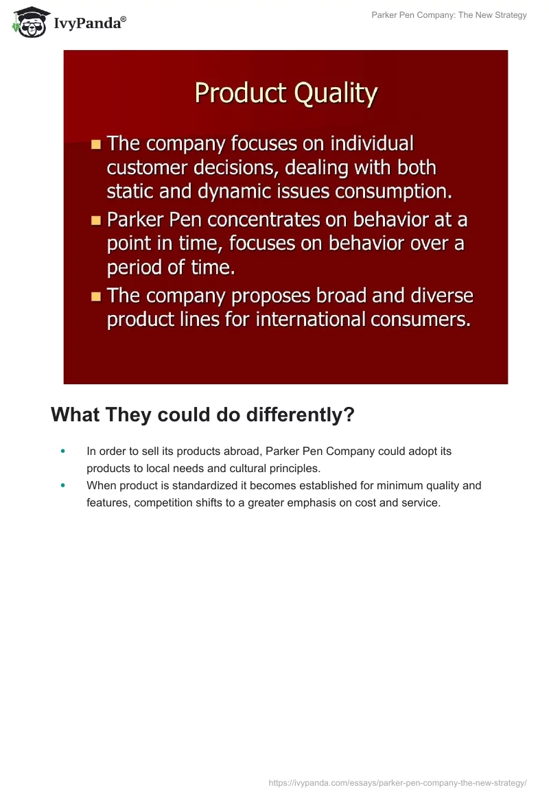 Parker Pen Company: The New Strategy. Page 3