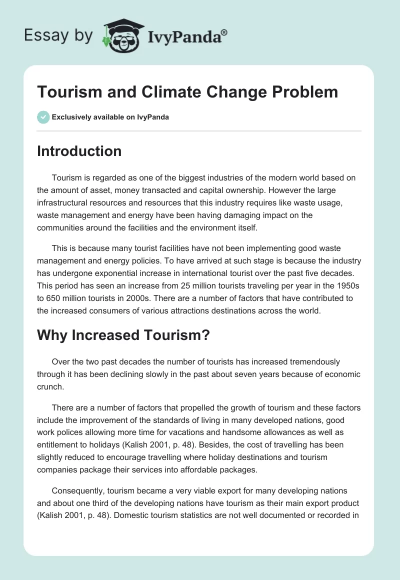Tourism and Climate Change Problem. Page 1