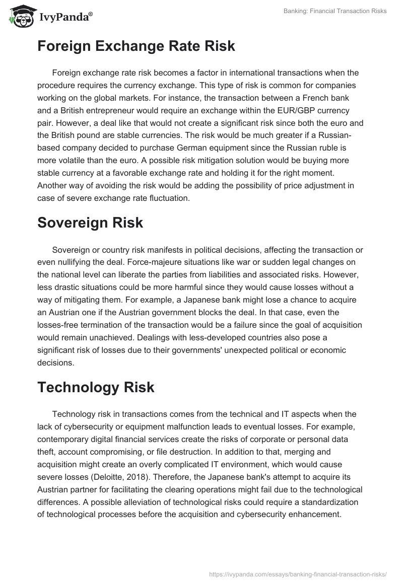 Banking: Financial Transaction Risks. Page 2