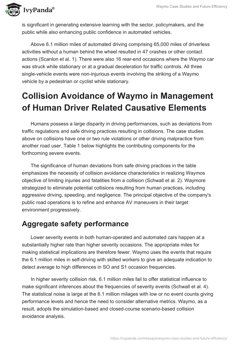 Waymo Case Studies and Future Efficiency. Page 3
