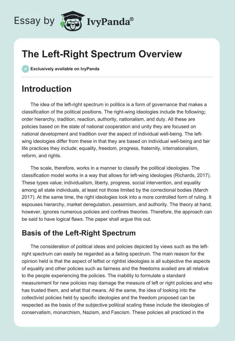 The Left-Right Spectrum Overview. Page 1