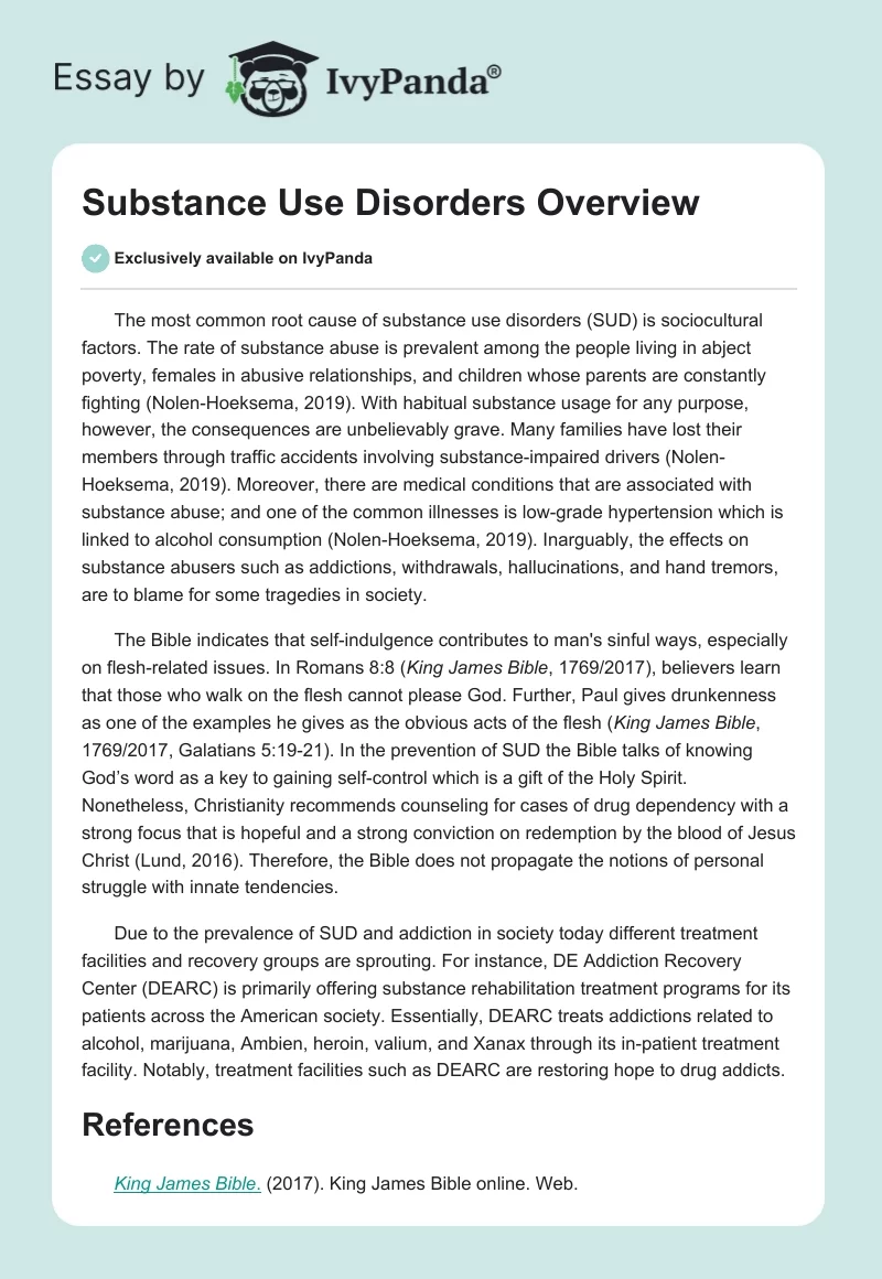 Substance Use Disorders Overview. Page 1