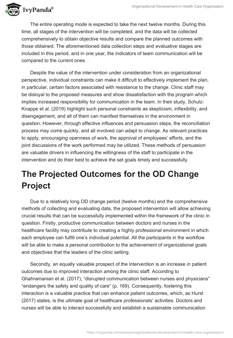 Organizational Development in Health Care Organization. Page 4