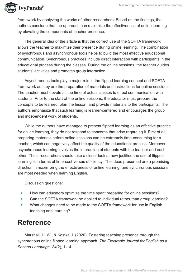 Maximizing the Effectiveness of Online Learning. Page 2