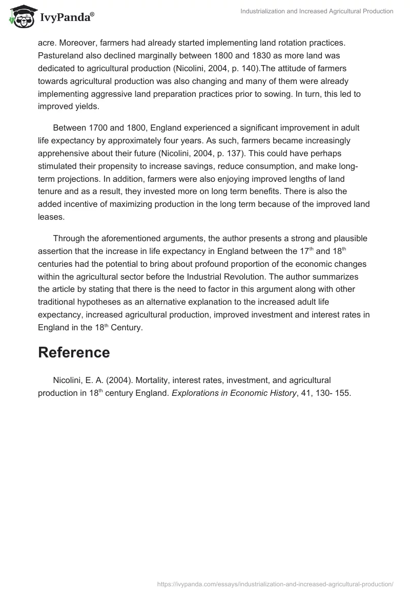 Industrialization and Increased Agricultural Production. Page 2