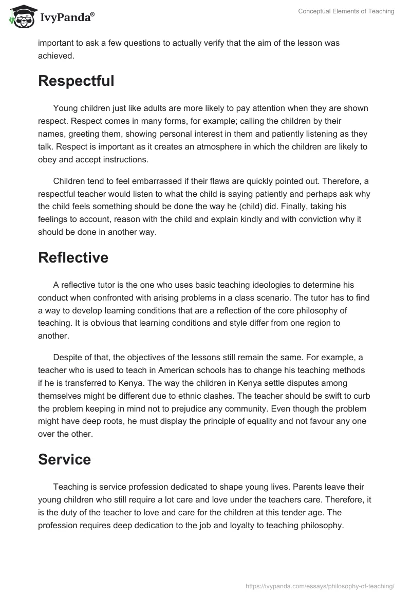 Conceptual Elements of Teaching. Page 2