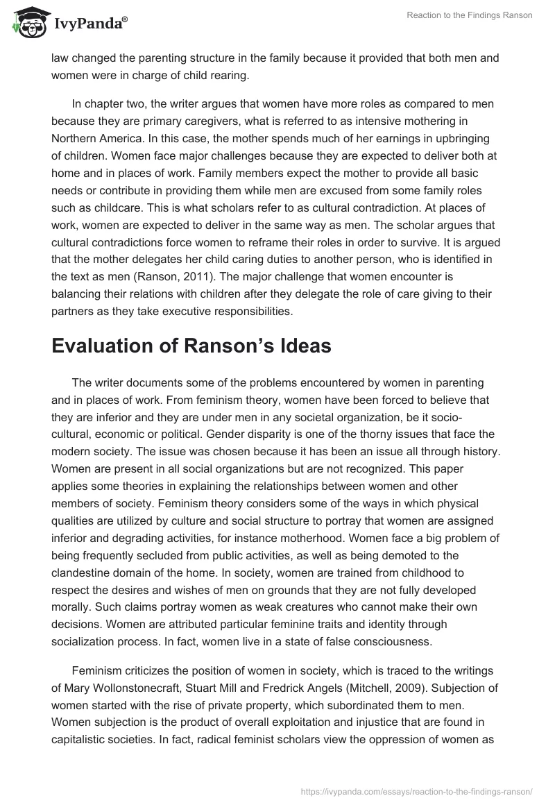 Reaction to the Findings Ranson. Page 2