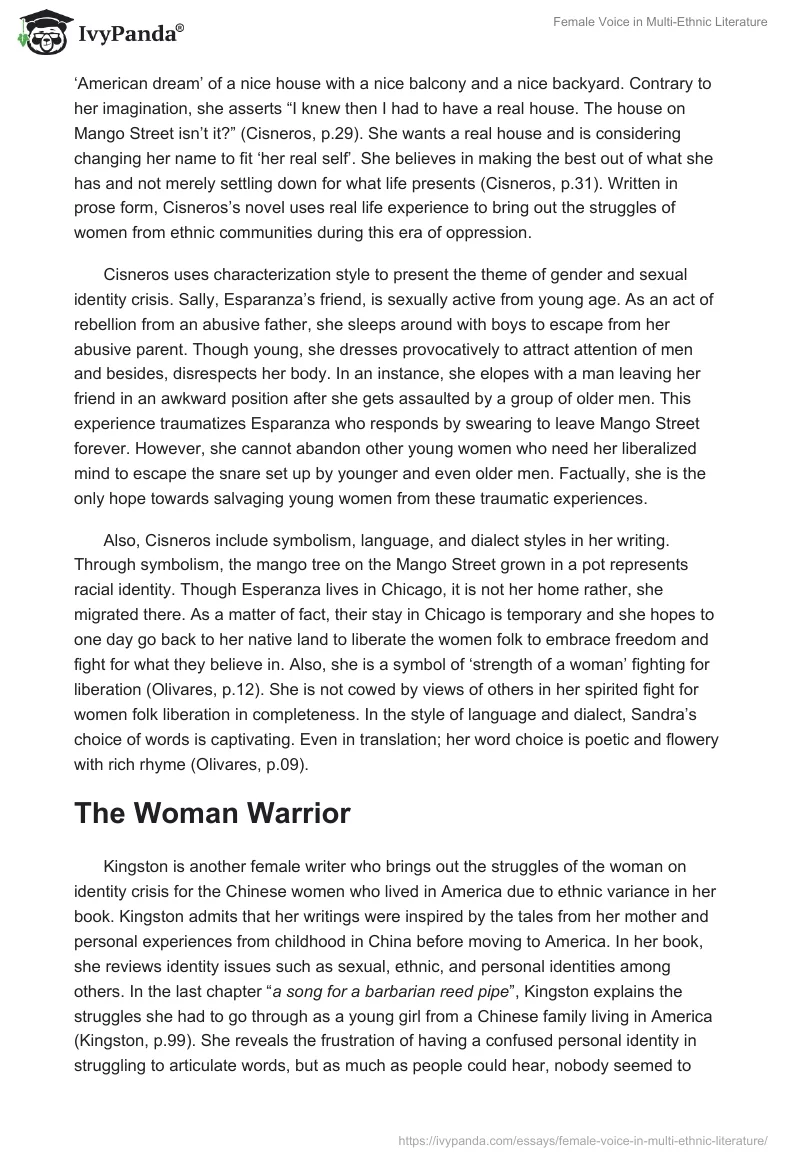 Female Voice in Multi-Ethnic Literature. Page 2