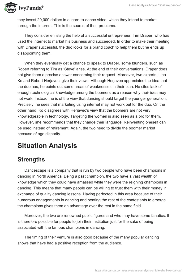 Case Analysis Article “Shall We Dance?”. Page 2