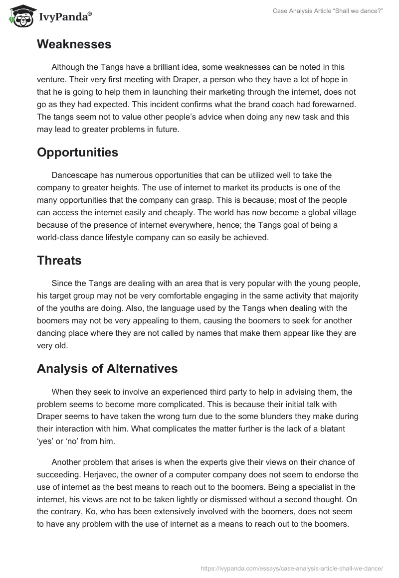 Case Analysis Article “Shall We Dance?”. Page 3