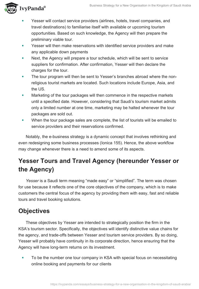 Business Strategy for a New Organisation in the Kingdom of Saudi Arabia. Page 3