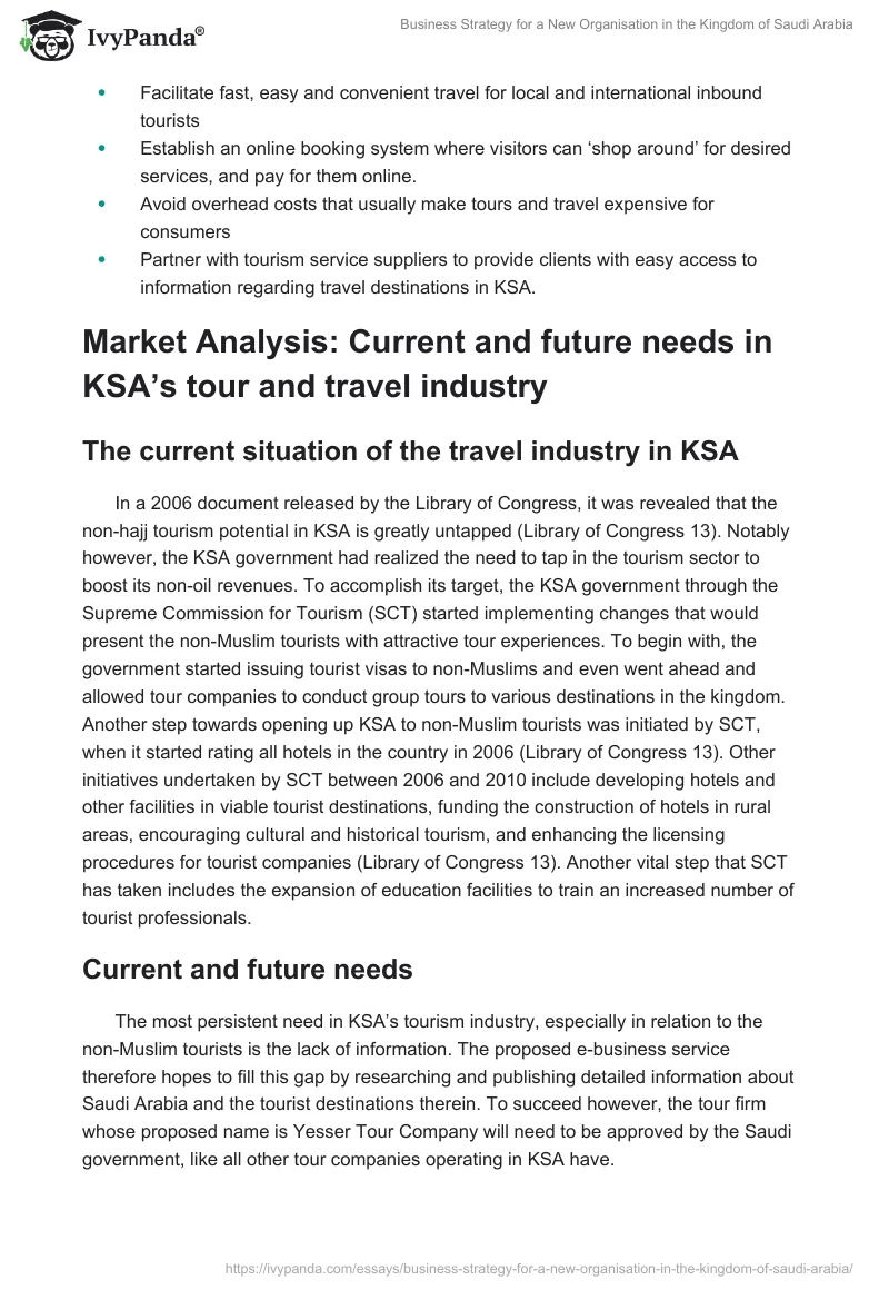 Business Strategy for a New Organisation in the Kingdom of Saudi Arabia. Page 4