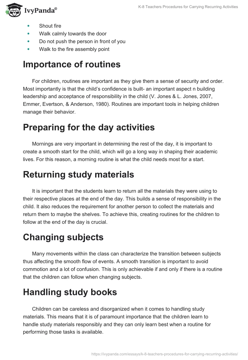K-8 Teachers Procedures for Carrying Recurring Activities. Page 4