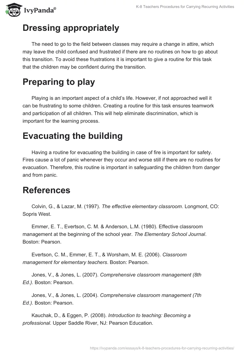 K-8 Teachers Procedures for Carrying Recurring Activities. Page 5